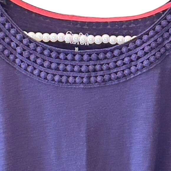 Croft & Barrow Navy Tee w/Neckline Detail and Twisted Front Hem XL - Picture 2 of 7